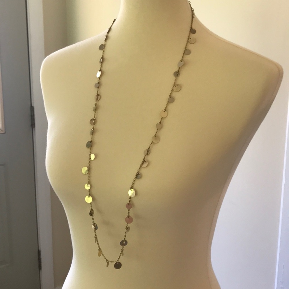3/$20 Long gold chain medallion necklace